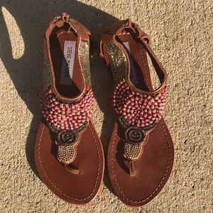 Steve Madden Coral and Brown Thong Sandals